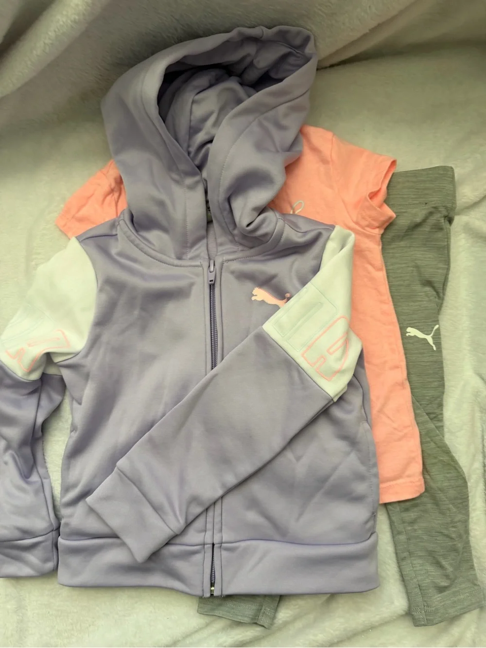 Puma Kids Lavender Hooded Jacket, Tee, and Leggings - Picture 2 of 6